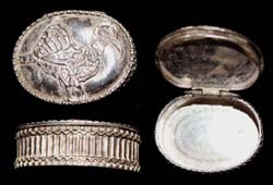 Silver Snuff Box, peacock motif, c. 17th-19th Cent AD